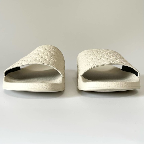 Gucci Leather Rubber Slide Sandal White Micro GG Monogram US Women 10 Men 8.5 - Picture 9 of 16